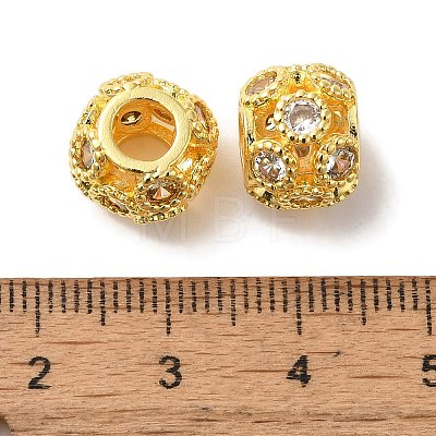 Hollow Cube Brass Micro Pave Cubic Zirconia European Beads KK-C072-12G-1