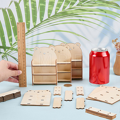 8 Sets 3-Tier Wooden Display Riser Stands for Jewelry Cosmetic Glasses ODIS-FG0002-20-1