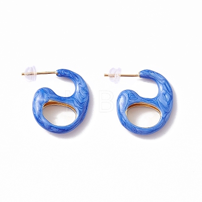 Brass Enamel Stud Earrings EJEW-A093-09G-1