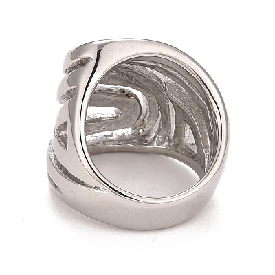 304 Stainless Steel Wave Chunky Ring RJEW-B040-11P-1