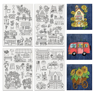 4 Sheets 11.6x8.2 Inch Stick and Stitch Embroidery Patterns DIY-WH0455-170-1