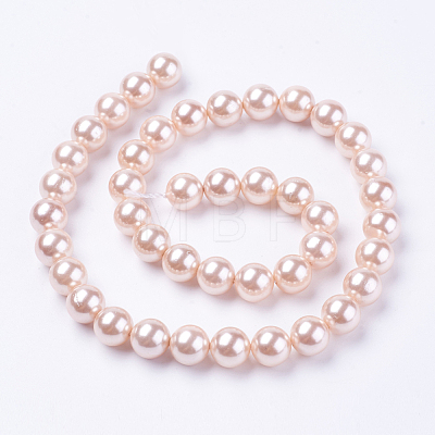 Shell Pearl Beads Strands X-BSHE-L035-8mm-I01-1