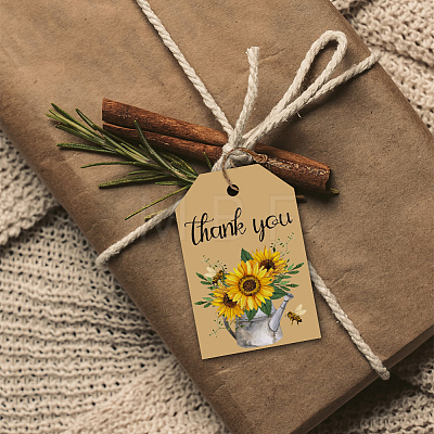 120Pcs 4 Styles Sunflower Paper Thank You Gift Tags CDIS-WH0038-02-1