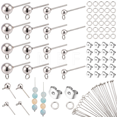 304 Stainless Steel Ball Post Stud Earring Findings & Flat Head Pins & Ball Head Pins & Eye Pin & Jump Rings STAS-BBC0010-38P-1