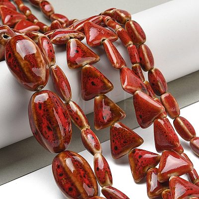 Handmade Porcelain Beads Strands PORC-B002-19C-1