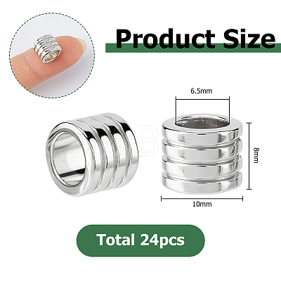24Pcs Grooved Stainless Steel European Beads STAS-HS0001-81B-1