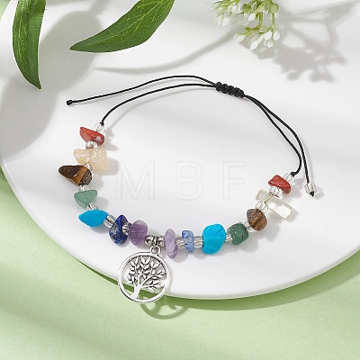 Chakra Natural & Synthetic Gemstone Braided Bead Bracelets BJEW-JB09824-05-1