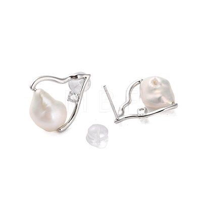 925 Sterling Silver Studs Earring EJEW-H002-01P-1