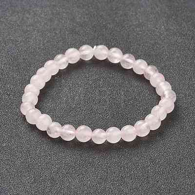 Natural Rose Quartz Beaded Stretch Bracelets BJEW-A117-B-11-1