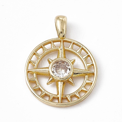 Rack Plating Brass Cubic Zirconia Pendants KK-M236-15G-1