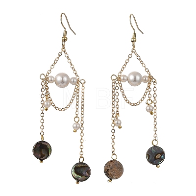 Paua Shell & Shell Pearl Dangle Earrings EJEW-JE07413-1