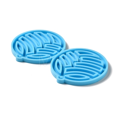 DIY Flat Round with Wave Pendant Silicone Molds DIY-I099-38-1