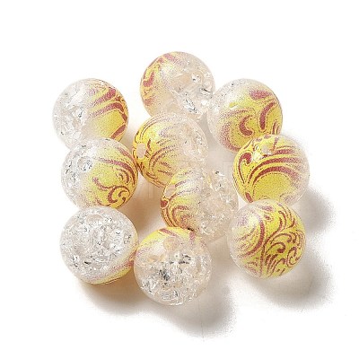 Duotone Spray Painted Crackle Acrylic Beads OACR-G029-02I-1