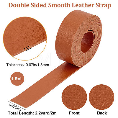 2M Flat Double Face Lychee Pattern Imitation Leather Band LC-WH0010-01A-04-1