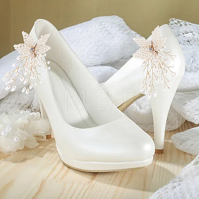 ABS Plastic Imitation Pearl Beaded Flower Wedding Shoe Decorations FIND-WH0126-71G-1