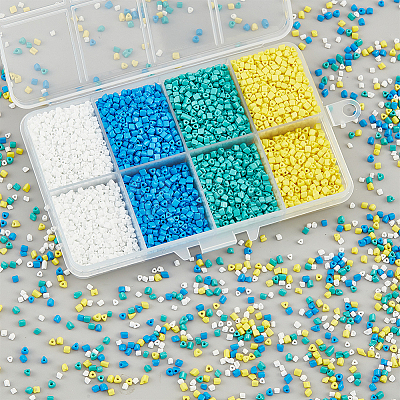  8400Pcs 4 Colors Opaque Glass Seed Beads SEED-NB0001-86-1