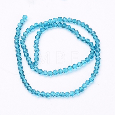 Faceted(32 Facets) Round Glass Beads Strands X-EGLA-J042-4mm-14-1