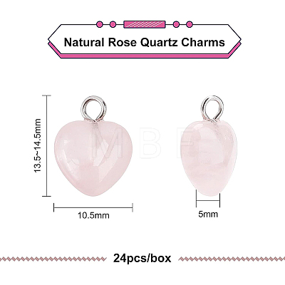 24Pcs Natural Rose Quartz Charms G-BC0001-21A-1