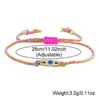 Brass Enamel Evil Eye Beaded Braided Bracelets FU6663-1-1