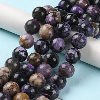 Natural Charoite Beads Strands G-E557-01-12mm-01-1