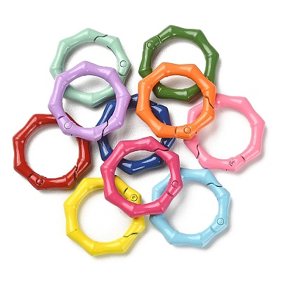 10Pcs Spray Painted Alloy Spring Gate Rings FIND-YW0001-61-1