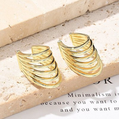 Brass Cuff Earrings for Women EJEW-U036-02G-1