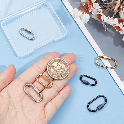 6Pcs 6 Styles 304 Stainless Steel Screw Carabiner Lock Charms STAS-UN0055-95-1