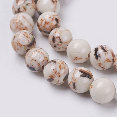 Sea Shell and Synthetic Turquoise Assembled Beads Strands G-G758-08-6mm-1