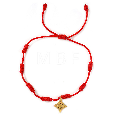 Adjustable Handmade Red String Braided Bracelets with Stainless Steel Chinese Knot Charms NM6573-1-1