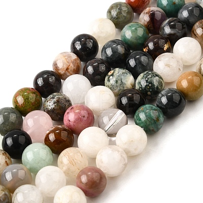 Natural Quartz Crystal & Rhodochrosite & Rose Quartz & Amethyst & Strawberry Quartz & Tourmalinated Quartz/Black Rutilated Quartz Beads Strands G-B143-A01-10mm-1