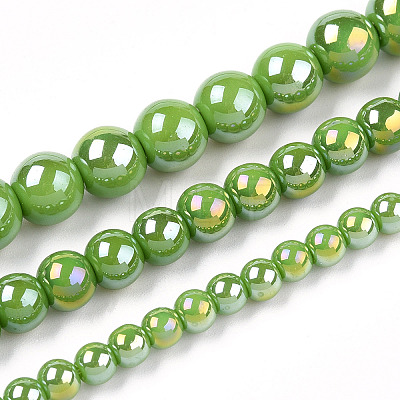 Electroplate Opaque Glass Beads Strands GLAA-T032-P10mm-AB06-1