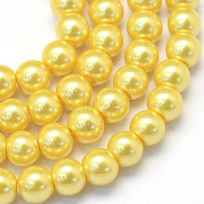 Baking Painted Pearlized Glass Pearl Round Bead Strands HY-Q003-6mm-67-1