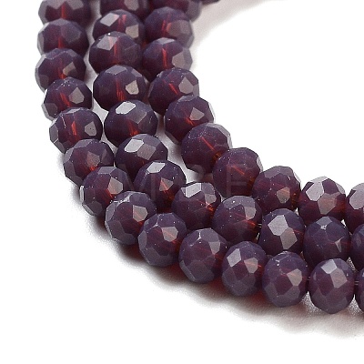 Opaque Solid Color Crystal Glass Rondelle Beads Strands EGLA-F049A-08-1