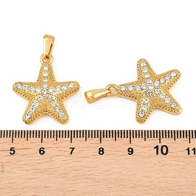 304 Stainless Steel Rhinestone Pendants STAS-P438-27G-1