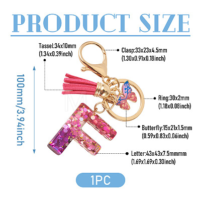Alloy Resin Butterfly Keychains KEYC-TADJ0002-02G-F-1