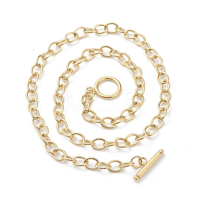 PVD Vacuum Plating 304 Stainless Steel Cable Chain Necklaces X-NJEW-I248-21G-1