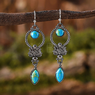 Alloy Synthetic Turquoise Dangle Earrings FS-WGD578F-01-1