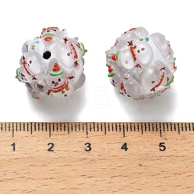 Christmas Theme Polymer Clay Rhinestone Beads with Resin X-RESI-Z045-01D-1
