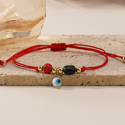 Bohemian Evil Eye Glass Charm Adjustable Bracelets PL4267-1-1