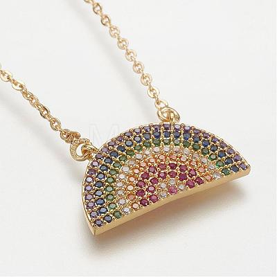 Brass Micro Pave Cubic Zirconia Pendant Necklaces NJEW-J051-19G-1