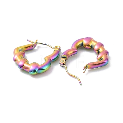 Ion Plating(IP) Rainbow Color 304 Stainless Steel Heart Hoop Earrings for Women EJEW-G293-20M-1