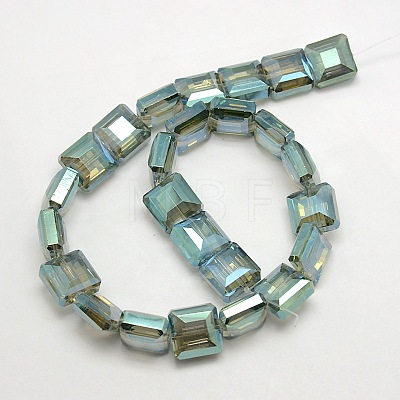 Electroplate Crystal Glass Square Beads Strands EGLA-F064B-07-1