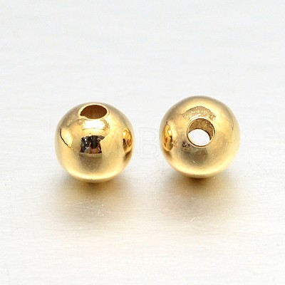 Real 18K Gold Plated Brass Round Spacer Beads X-KK-L147-197-4mm-NR-1