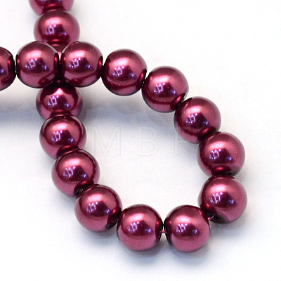 Baking Painted Pearlized Glass Pearl Round Bead Strands HY-Q330-8mm-72-1