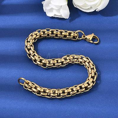304 Stainless Steel Box Chian Bracelets for Women Men BJEW-K305-13G-1