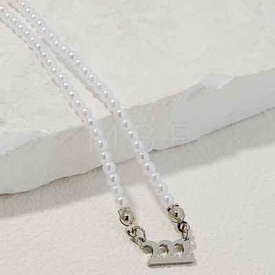 Alloy Number 222 Pendant Resin Imitation Pearl White Round Beaded Necklaces for Women FS-WGE7FDC-11-1