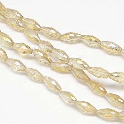 Electroplate Crystal Glass Rice Beads Strands X-EGLA-F042-A08-1