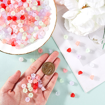 600Pcs Transparent Acrylic Bead Caps FACR-SP0001-01-1