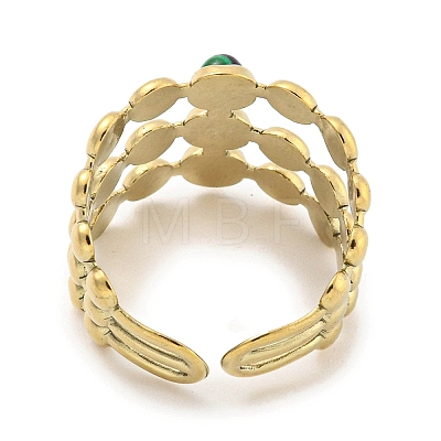 Ion Plating(IP) 304 Stainless Steel Synthetic Malachite Cuff Rings G-Z056-05G-04-1