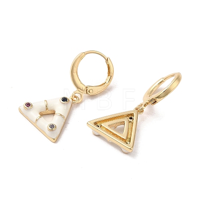 Triangle Real 18K Gold Plated Brass Dangle Leverback Earrings EJEW-L268-030G-04-1